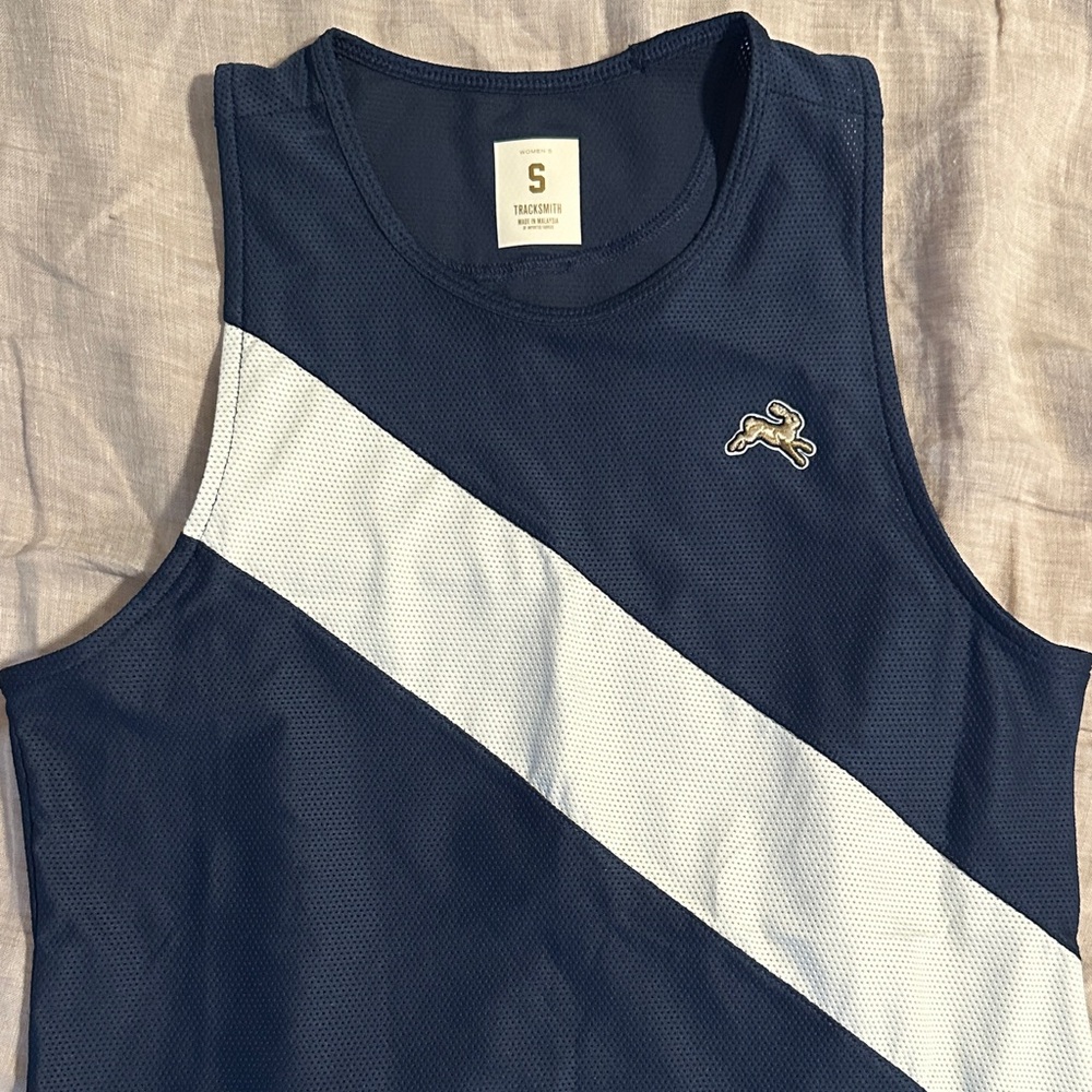Tracksmith Blue and White Tank Top